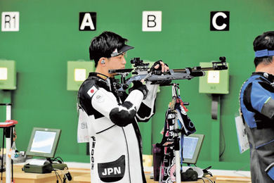 東京国体　射撃　TOKYO 国スポ会期前競技 遠藤(関有知高出)準V ライフル射撃成年男子エア