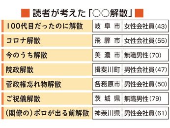 衆院解散 命名するなら コロナ解散 今のうち解散 尻拭い解散 期待や皮肉 岐阜新聞web