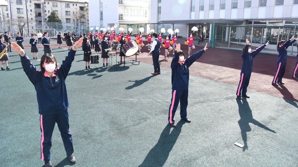 待ってろ甲子園！野球部応援で合同練習 センバツ出場の大垣日大高