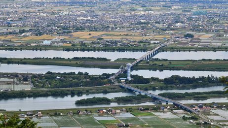 治水の歴史が引いた三県境「岐阜、愛知、三重」 海津市の長良川の中に 治水の歴史が引いた三県境「岐阜、愛知、三重」 海津市の長良川の中に