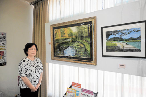真作 サリュウテ桑原正昭 油彩 6号p 94個展出品　日動画廊扱　額少傷有 自然の変化、水彩で表現 垂井町で桑原さんが個展 | 岐阜新聞デジタル