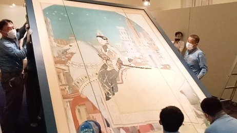 前田青邨の大作「羅馬使節」を搬出 岐阜県美４０周年記念展で里帰り